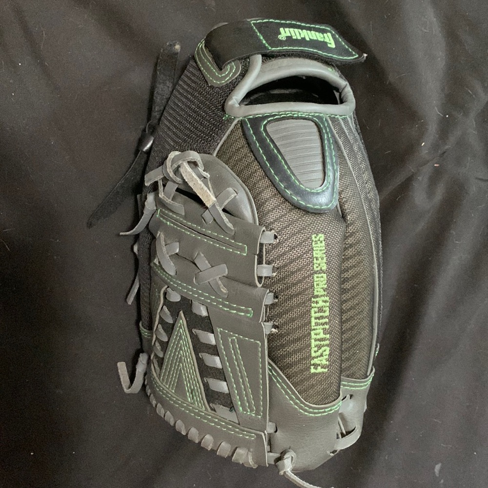 Franklin baseball or softball glove, black and lime green